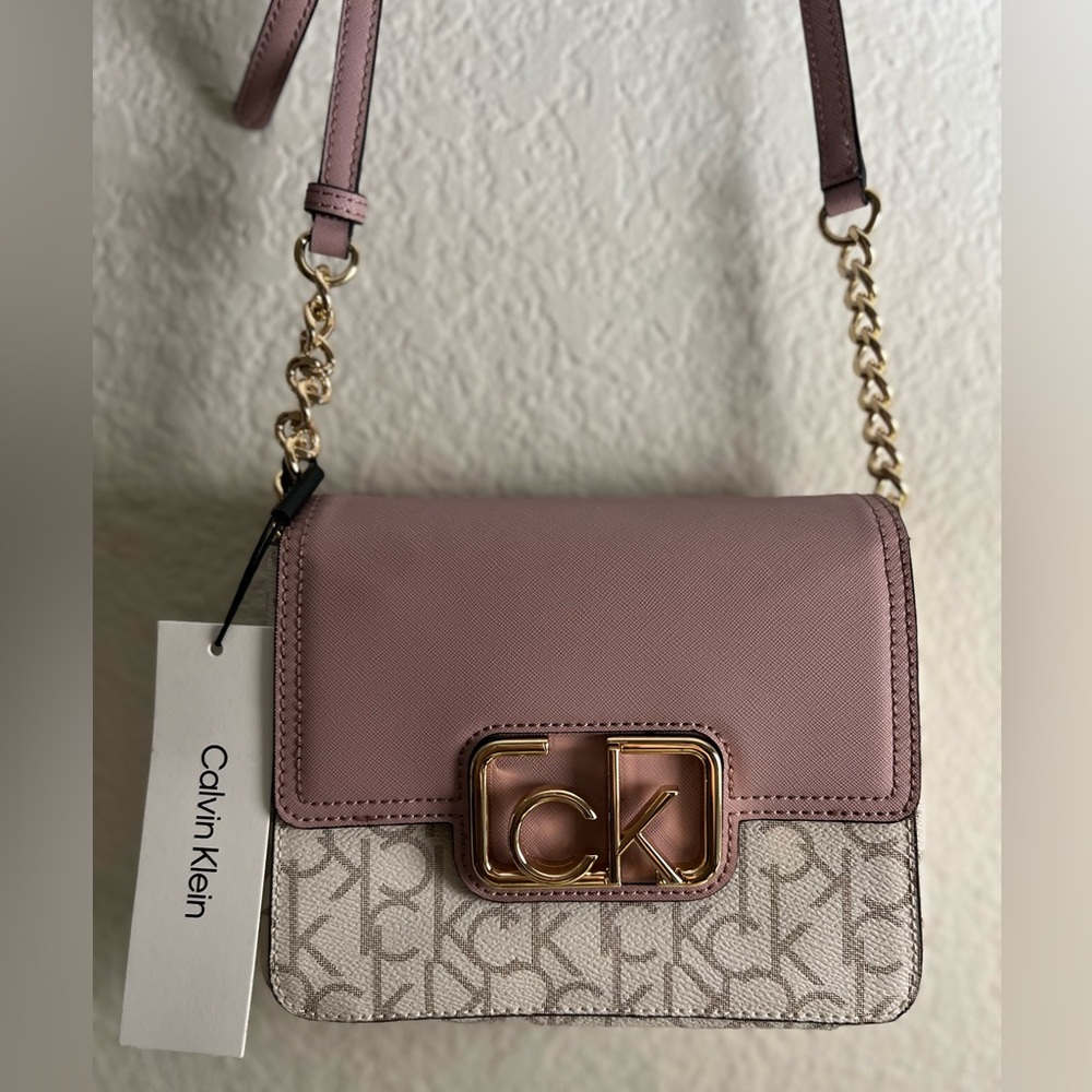 Calvin Klein Rosewood and Beige Crossbody Bag